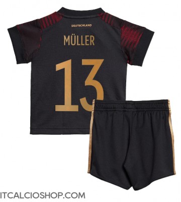 Germania Thomas Muller #13 Seconda Maglia Bambino Mondiali 2022 Manica Corta (+ Pantaloni corti)
